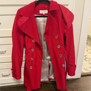 Calvin Klein Vibrant Red Trench Coat